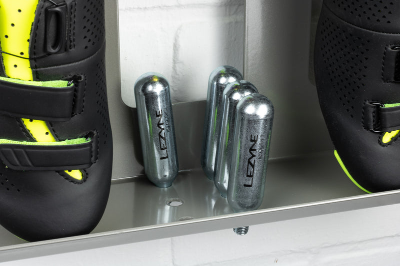 deepsilver stasdock bike wall mount with bike shoes and CO2 cartridges